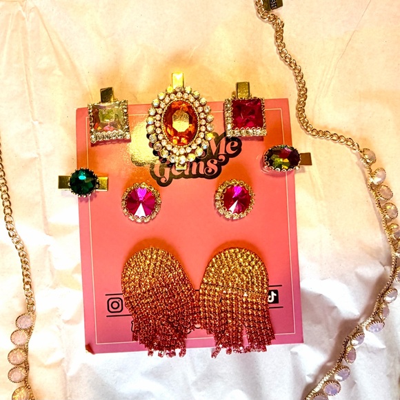 Colorful Feed Me Gems Jewelry Set in Gold: - Picture 2 of 3